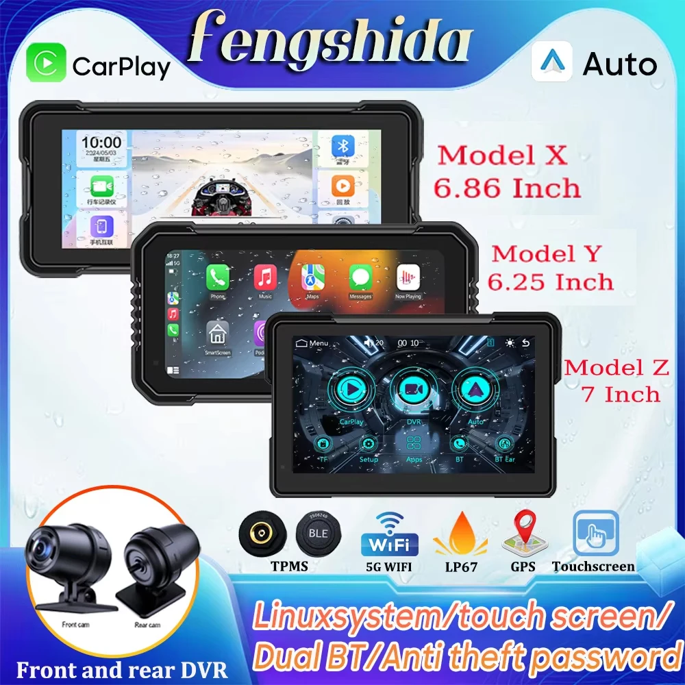 6 25 &quot/6 86&quot/7&quot Android Auto Wireless Carplay Портативный мотоциклетный навигационный GPS IPX7
