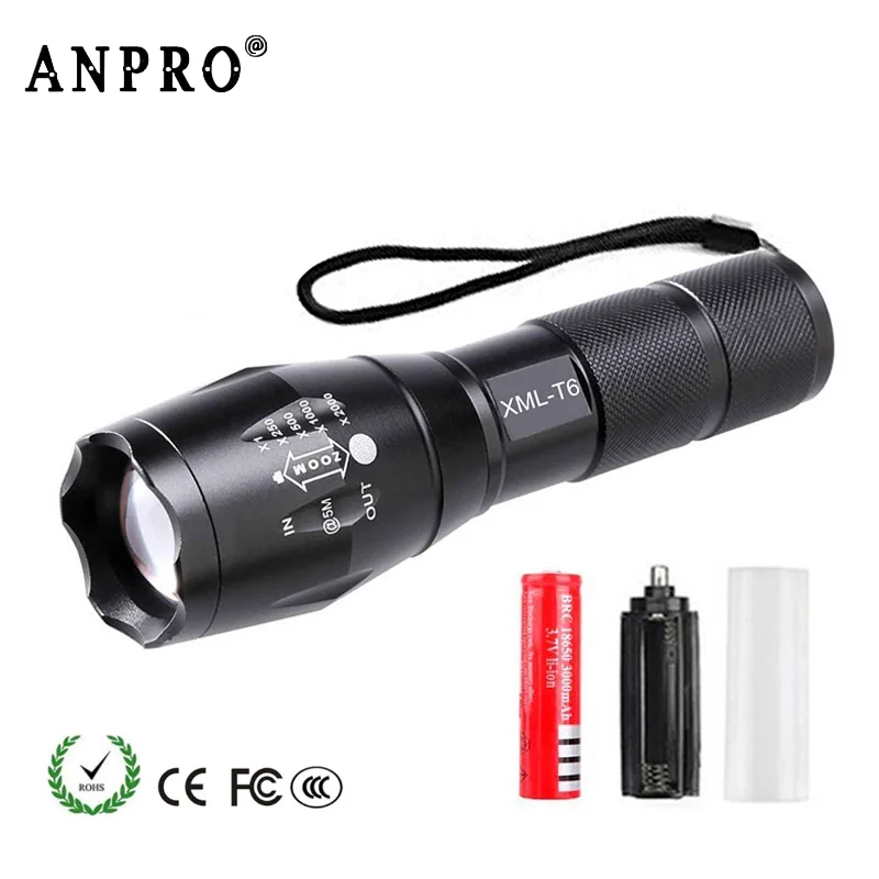

Portable XML-T6 LED Flashlight Waterproof Lantern Torch Use 18650 Rechargeable Battery Powerful Camping Tactical Flash Light