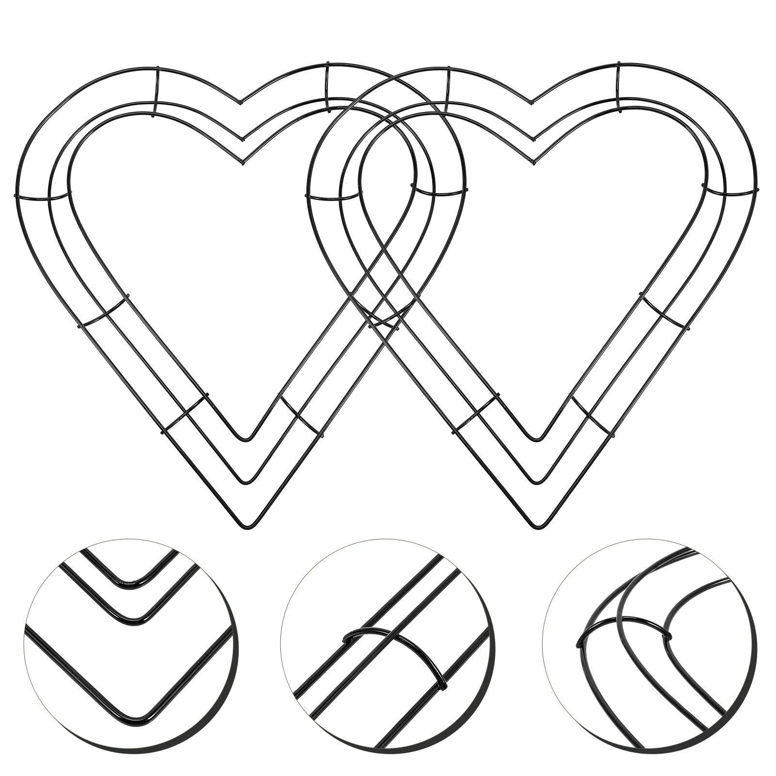 

2 Pcs Wedding Frame Heart Wire Wreath Frame Ornament Wreath DIY Wreath Support Macrame Garland Wreath Making Ring Metallic Line