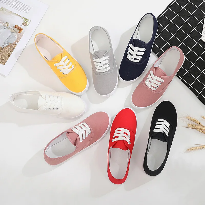 

New Sneaker Woman Autumn Lace-up White Shoe Soft face Sole Shoes Breathable Pure Color Candy Student Casual Shoe Female
