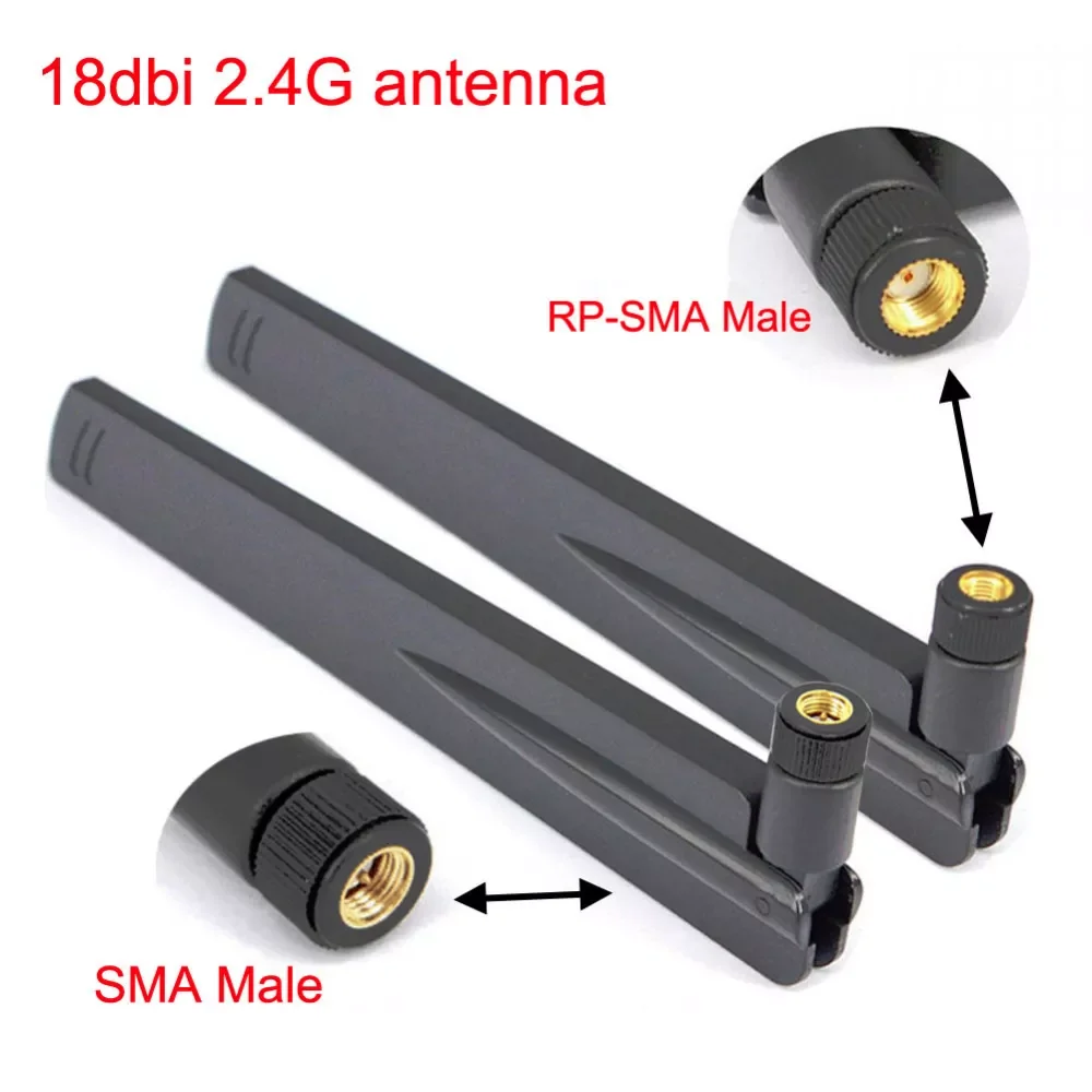 The new 10 piece/lot 2.4Ghz 18 dbi Aerial Wireless WIFI Antenna RP SMA male Booster Universal Antennas Amplifier WLAN Router Con