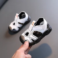 cut outs newborn shoes toddler boys antiskid jelly bottom sandals 2022 summer 0 to 2 baby boy black white sports beach sandals