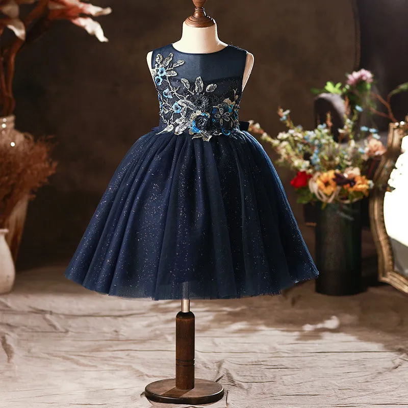 

Evening Dress O-Neck Luxurious Embroidery Sleeveless Ball Gown Bow Zipper Back Floor-Length New Party Formal Dresses Woman B1689