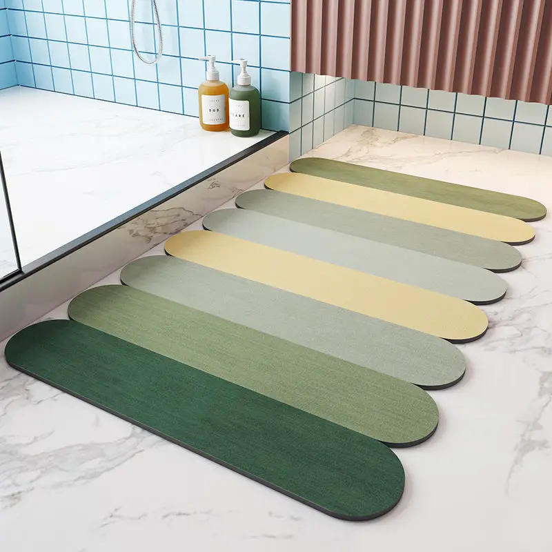 

Summer Absorbent Bathroom Mat Quick Drying Bath Mats Non-slip Diatom Floor Rug Entrance Doormat Nappa Skin Shower Room Carpet