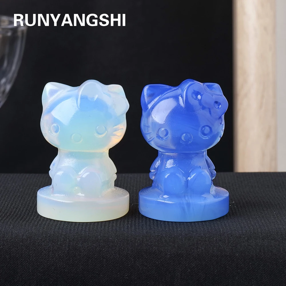 

Резная фигурка из натурального синтетического кварца с опалом и резьбой по камню, мультяшная статуя Санта-Клауса, рождественские подарки д...