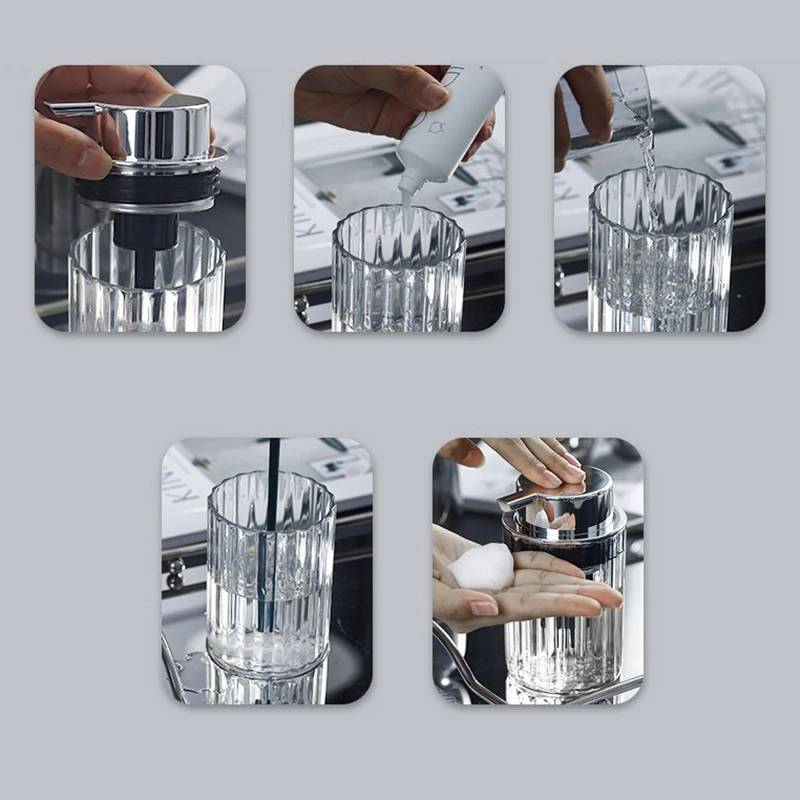 Дозатор для пенного мыла рук ванной комнаты бутылка жидкого и мусса многоразовая