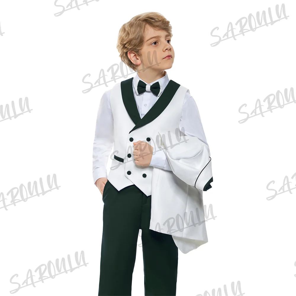 Зеленый Детский Костюм Из Четырех Предметов С Пиджаком Жилетом