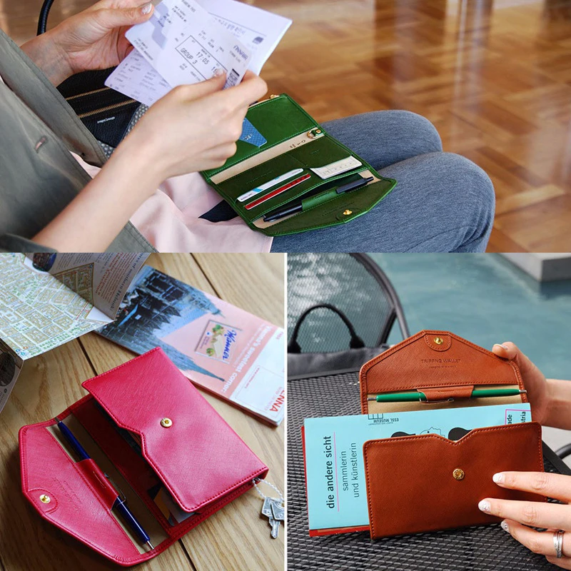 Durable PU Leather Passport and Credit Card Holder Cover Case for Women Men RFID Blocking Travel Wallet Gift Korea Style