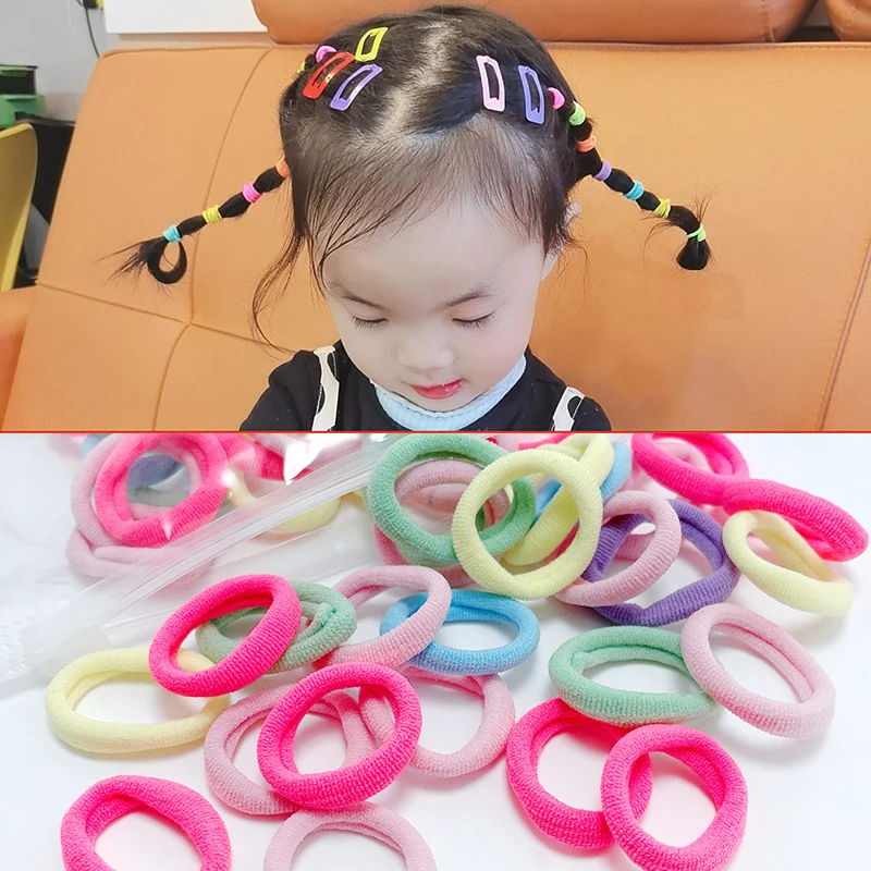

50Pcs/Set Small Colorful Nylon Headband Kids Ponytail Holder Elastic Hair Bands Rope Girls Children Ponytail Holder Bands Braids