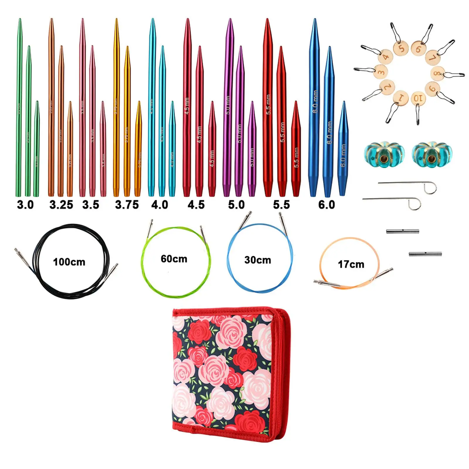 Набор круговых спиц для вязания инструмент товары творчества с сумкой хранения