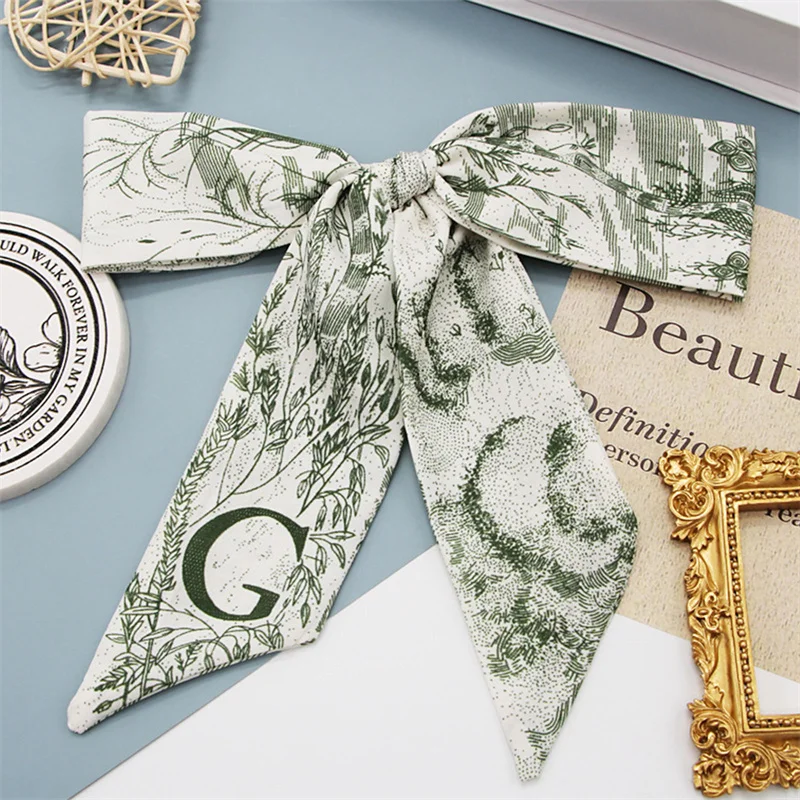 

26 Initials Letters Luxury Bag Scarf Brand Twill Silk Scarves Women New Design Print Hijab Neckerchief Hair Scarf Headbands