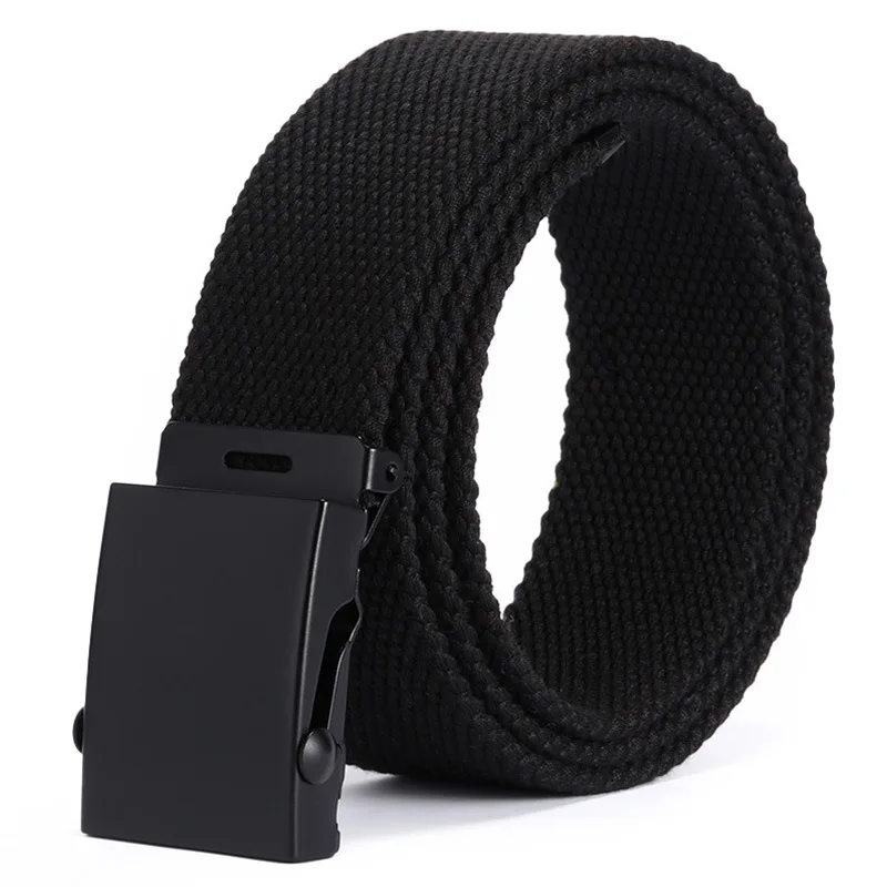 Fashionable New Canvas Belt Male And Female Student Luxury Brand Design Korean Version Woven Belt Smooth Buckle Cargo Belt A2883
