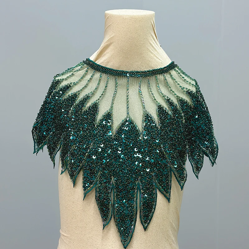 Новый Дизайн Вышитое Кружево С Зелеными И Черными Блестками Сделай Сам Пришивные