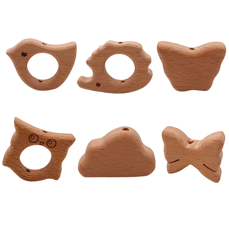 

Wooden Cute Animal Baby Teether Teeth Stick Baby Diy Craft Ornaments Decorative Accessories Teething Animal Beads 5pcs M