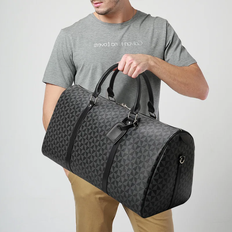 2023 Fashion Waterproof Pu Fitness Handbag For Men Leather Shoulder Bag Business Large Travel Duffle Luggage Bag For Male images - 6