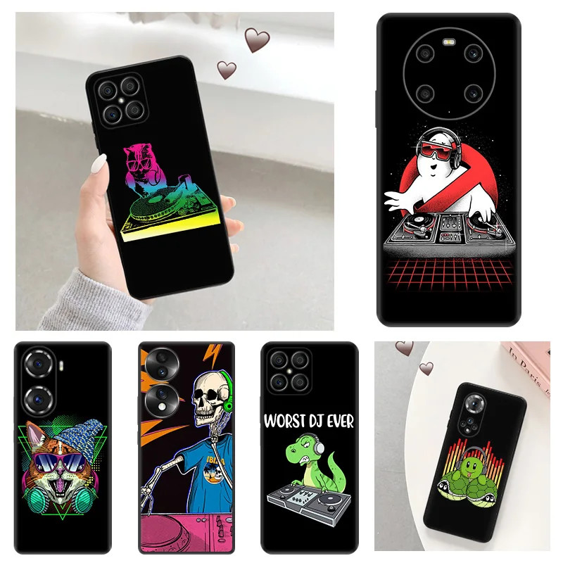 

Cartoon DJ Radio Music Soft Phone Case for Honor X9 X8 5G X7 X6 70 60 50 30i X40 Play 6T 9A 6C Magic4 Pro 8X 20 Lite Matte Cover