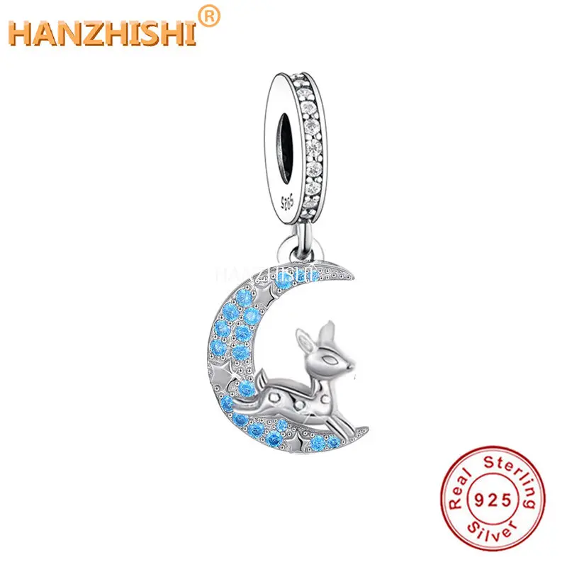 

2023 New Design Authentic 925 Sterling Silver Star Moon Deer Dangle Beads Charms Fit Original Bracelet Necklace Jewelry Berloque
