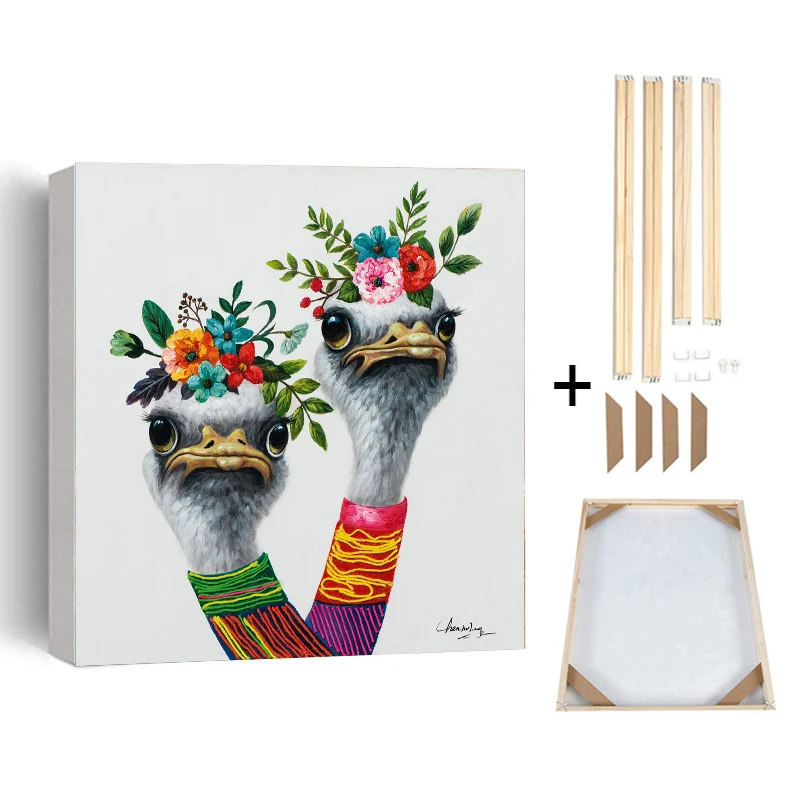 Интересный постер и печать страуса для пары цветов животных холст с рамкой