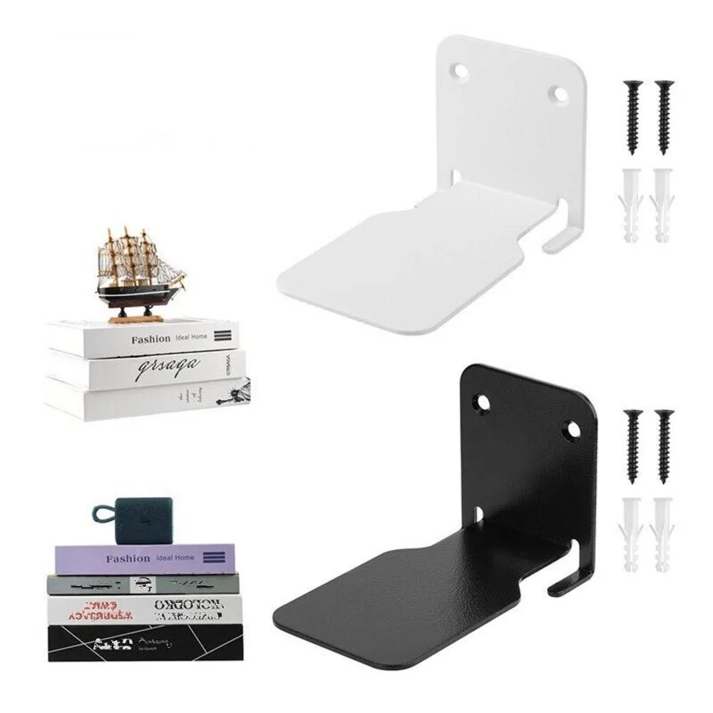 

Floating White Corner Shelves Fan-Shaped Wooden Wall-Mounted Perforated Books Holder Organizer Stainless Steel Home Decoration