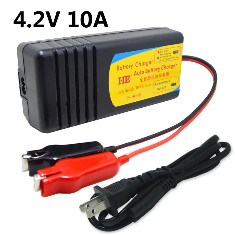 

4.2V 10A 18650 Li-ion Lithium Battery Charger Reverse Polarity Protect 4.2 Volt Power Supply Adapter 3.6V 3.7V Alligator Clip