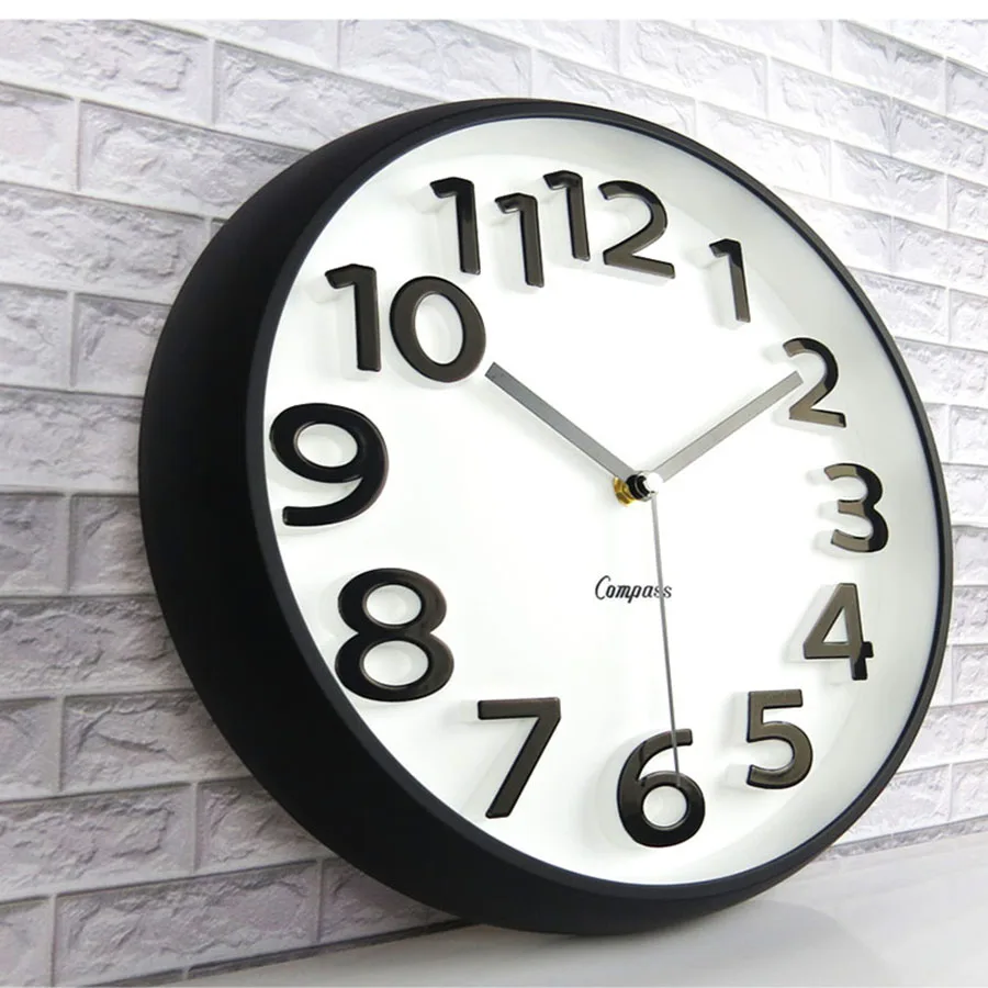 

Simple Round Wall Clock 3D Silent Modern Kitchen Children Wall Clock Black Living Room Small Orologi Parete Home Design