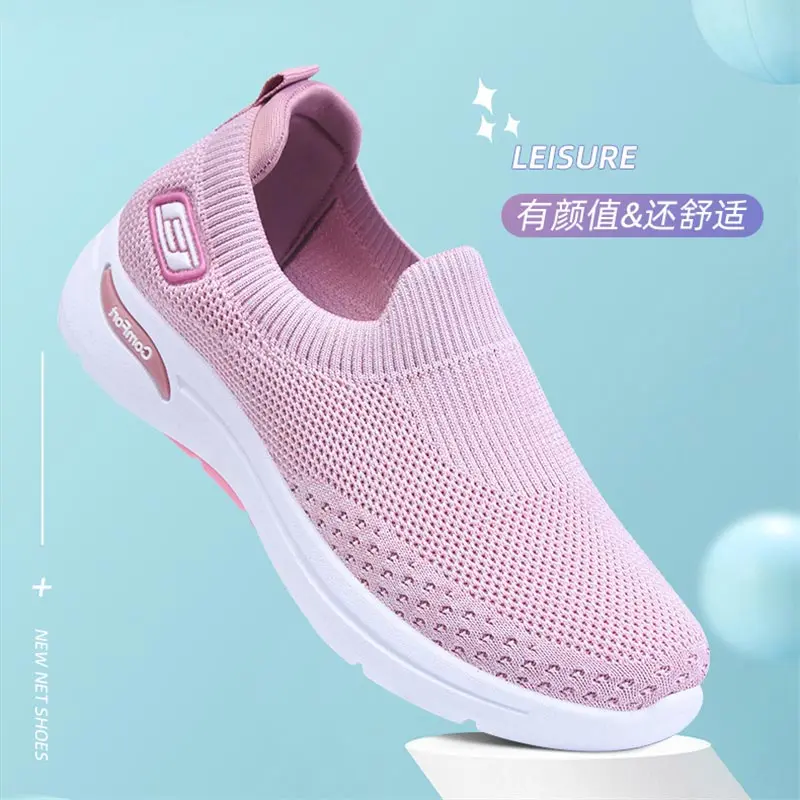 

knit mesh women's sports shoes for gym sneakers black women big running factory dropshipping women's sport shoes espadril 1229