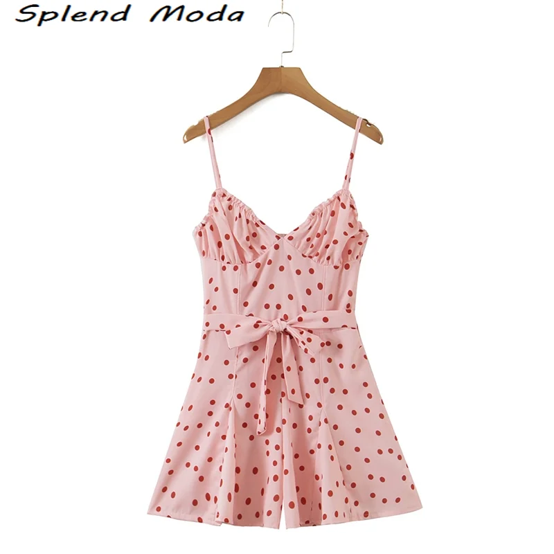 

Комбинезон женский в горошек, с V-образным вырезом и открытой спиной