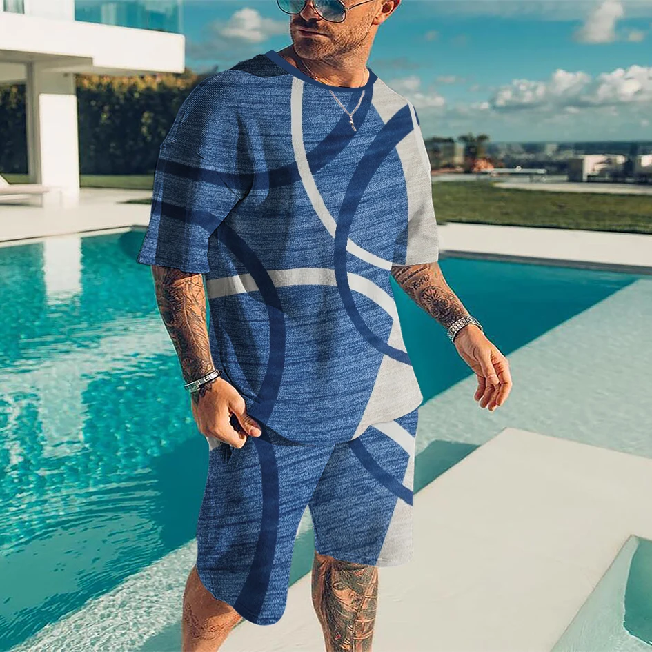 

Men's Set Tracksuits 3D Print Short Sleeve Top Streetwear Casual Male Oversized Men Tshirt Outfits Spring 2 Piece Suit Jogging