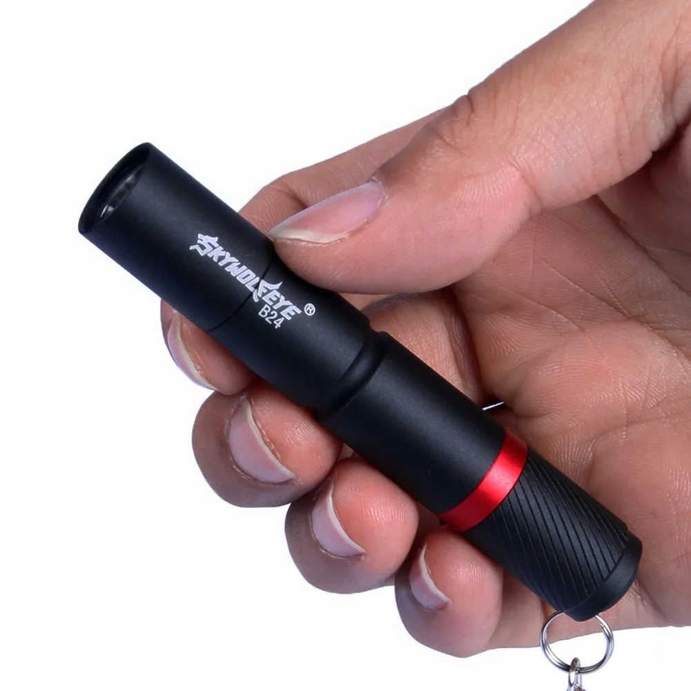 

Camping Hiking Mini Flashlight Torch Light Key Ring Torches 3000 LM Aluminum Alloy Black Flashlight LED Key Light