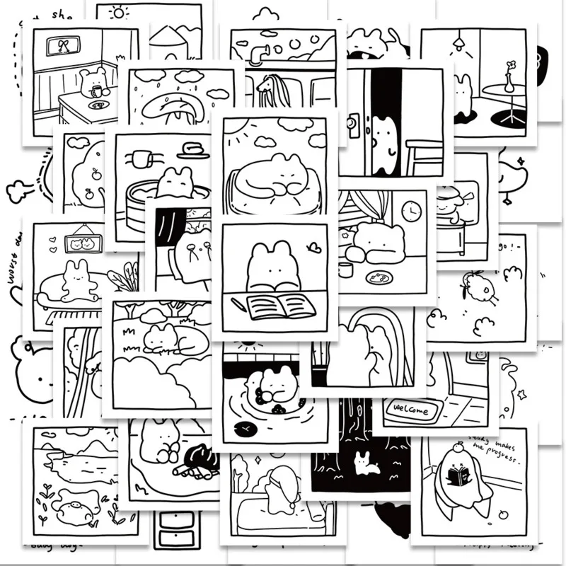 

10/30/40/2x8 0 шт., черно-белая Милая ручка, журнал, телефон, блокнот, канцелярские принадлежности, ярлык, ярлык для рукоделия, Новинка