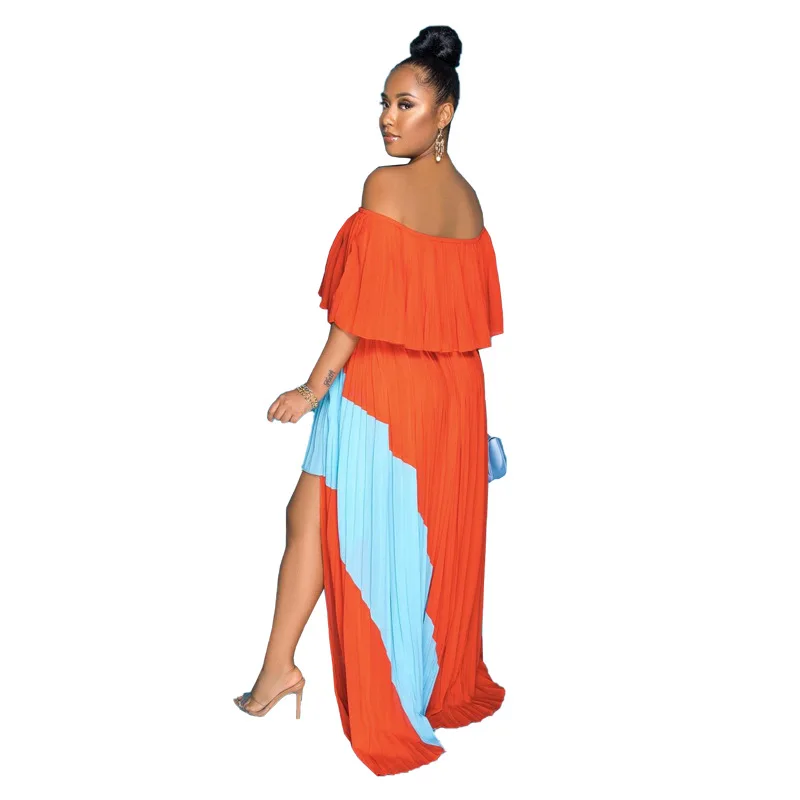 Plus Size Evening Dress Off Shoulder Patchwork Clothing Female Luxury Elegant Robe 2023 Summer Women Trendy Party New In Dress