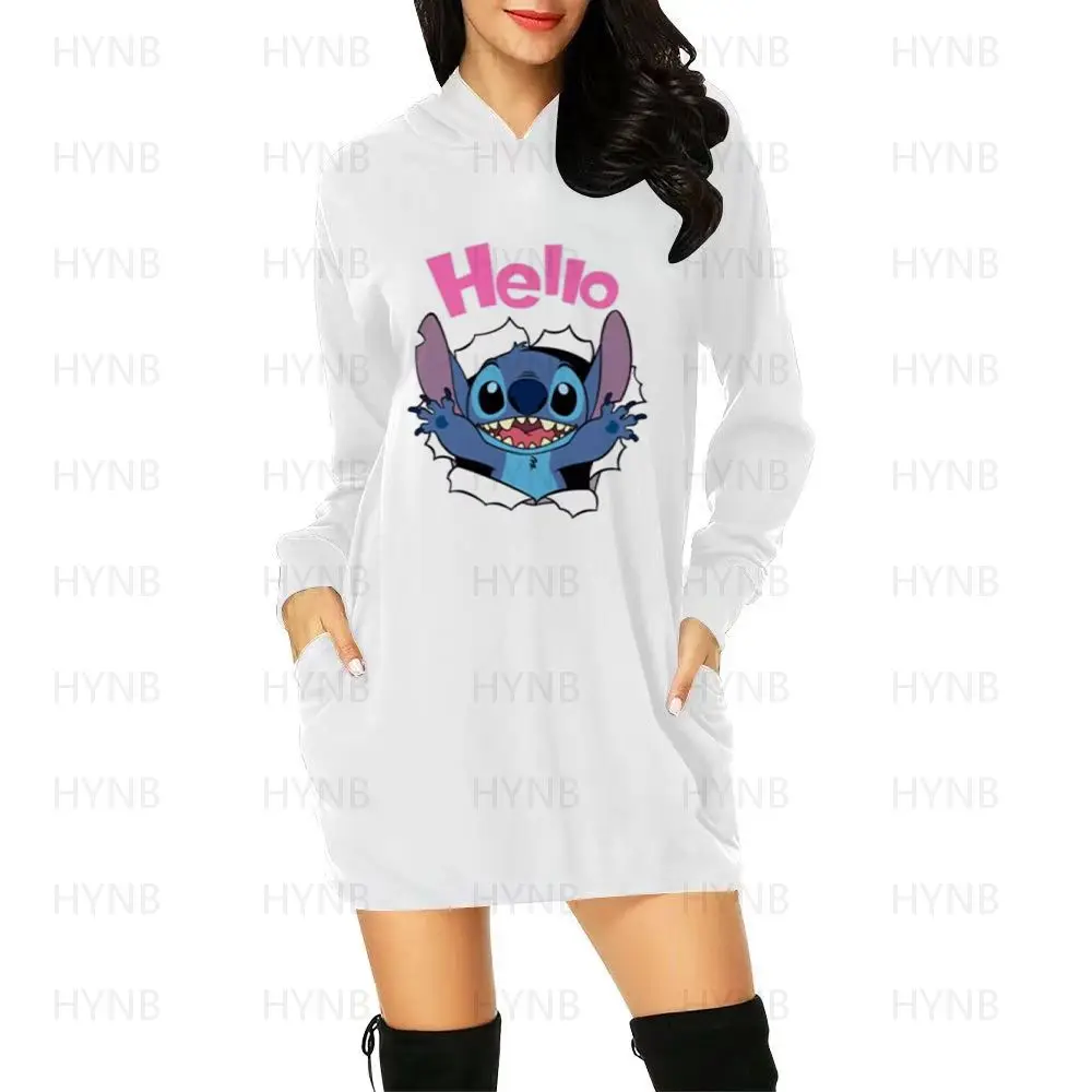 Stitch Mini Dress Y2k Disney Sexy Long Sleeves Dresses Sweater Dress Elegant Women Hoodie Women's Party 2022 Korean Fashion Prom