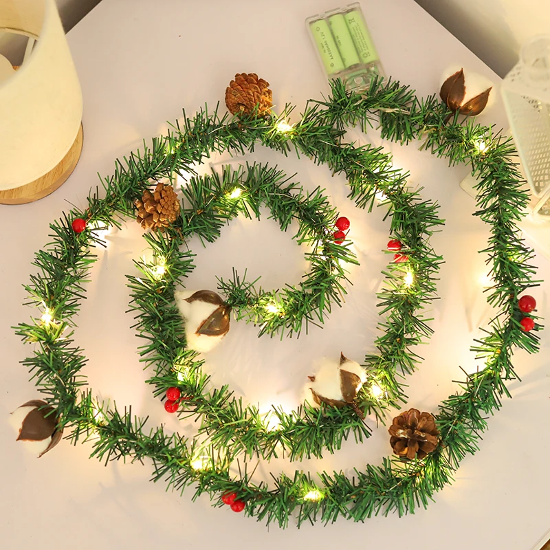 

Christmas Cotton Pine Cone String Lights Rattan Copper Wire String Lights Xmas Tree Ornaments Thanksgiving Decorative Lights