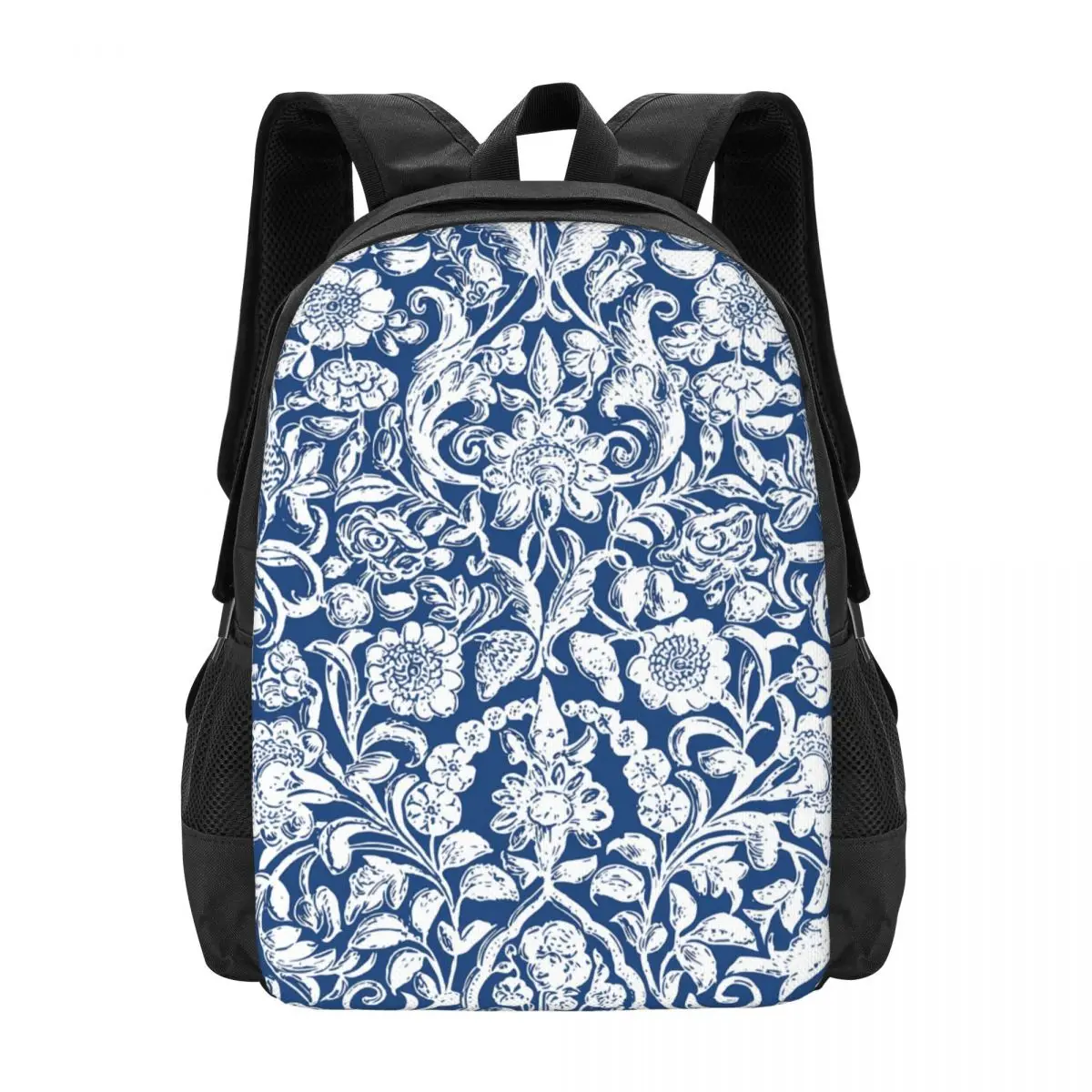 

Antique Floral Backpack Male Blue And White Lightweight Backpacks Polyester Kawaii High School Bags Sport High Quality Rucksack