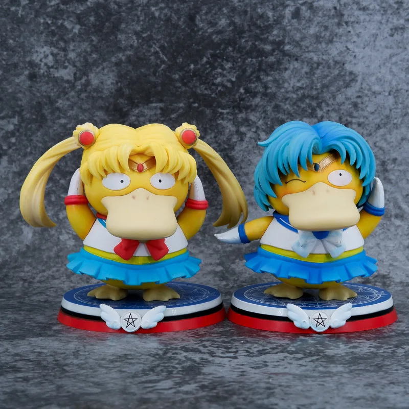 

Pokemon Psyduck Sailor Moon Figure Action Anime Figurine Statue Minako Makoto Kawaii Doll Model Car Ornament Decoration Gifts