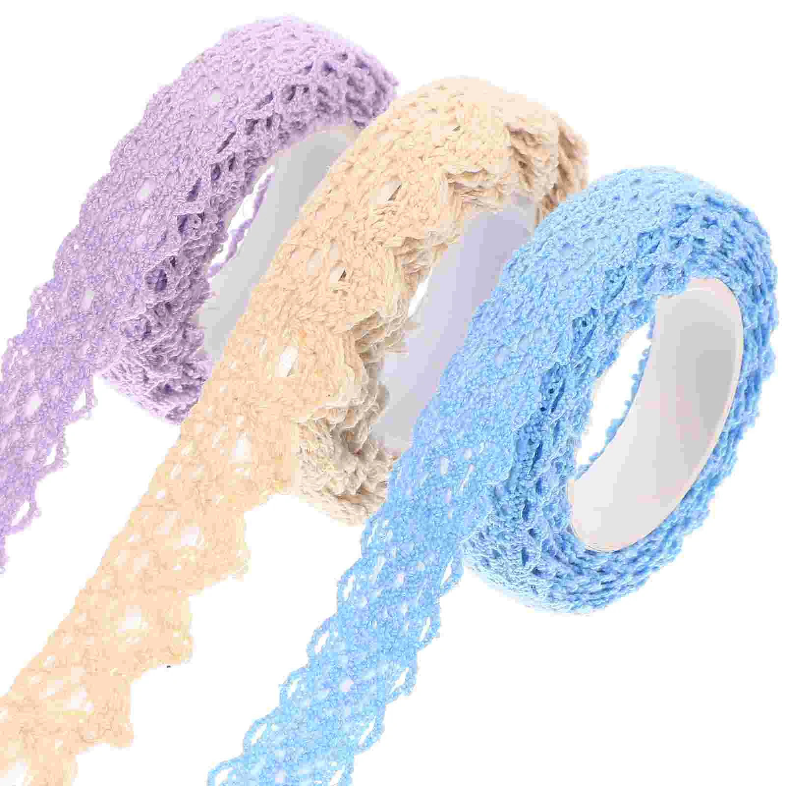 

3 Rolls Fabric Lace Tape Adhesive Tapes DIY Stickers Packaging Sparkle Accessories Decors Scrapbooking