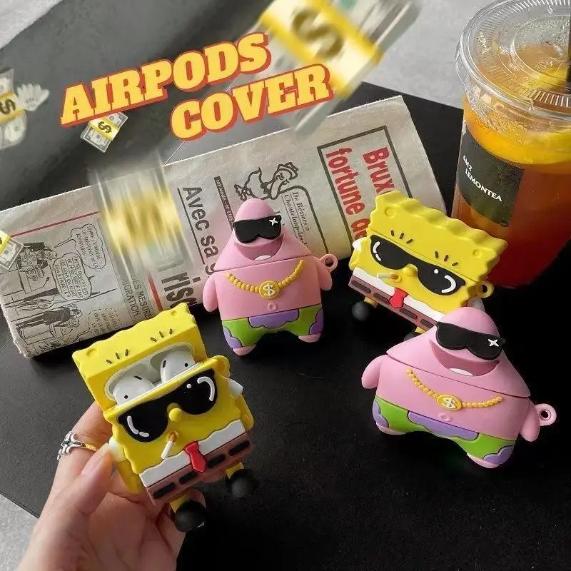 

SpongeBobs Patrick Star Airpods Pro Protective Cover Apple 1/2/3 Generation Wireless Bluetooth Earphone Shell Soft for Airpods