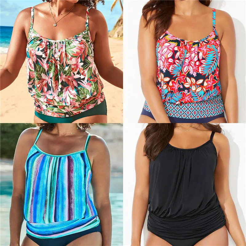 

Новинка 2023, Женская пляжная одежда, купальник, разноцветные танкини, купальный костюм, комплект из двух предметов, купальные костюмы, женски...