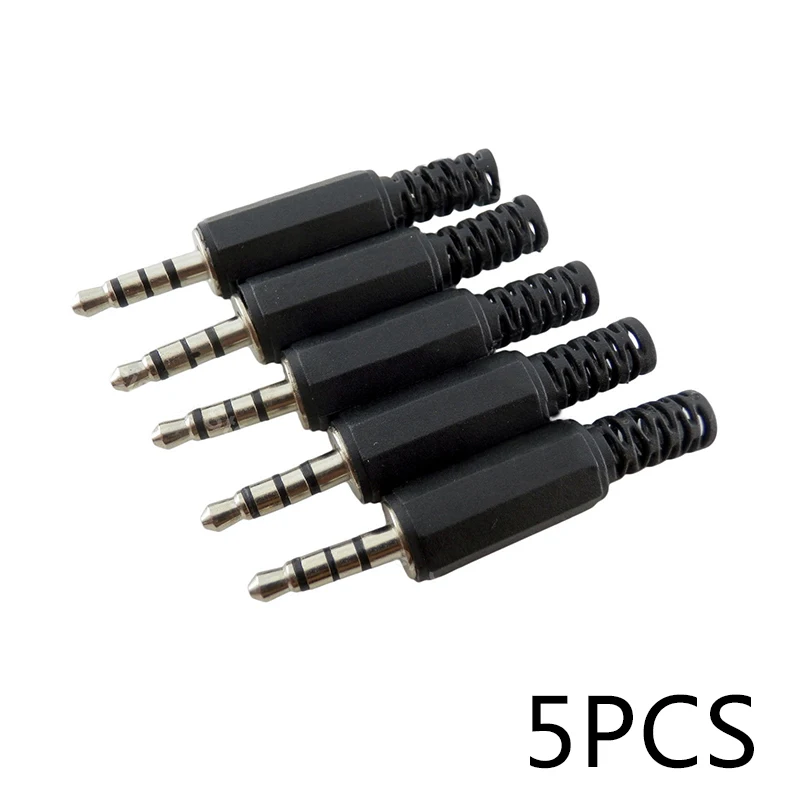 

5 PCS 3.5mm 1/8 Inch 4 Pole Conductor 3 Ring1 Audio Video Stereo Solder Plug Adapter Female Audio Adapter Converter Connectors