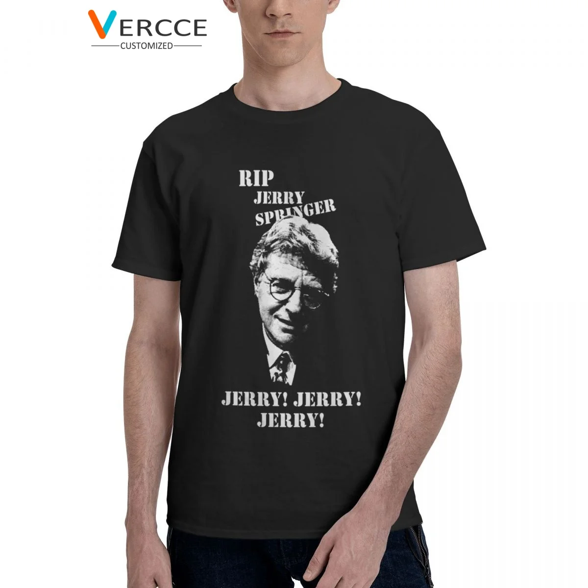 

RIP Jerry Springer Legend Homage White T Shirt Cotton High Quality Tees Customized Clothing T Shirts For Men Women Gift Idea