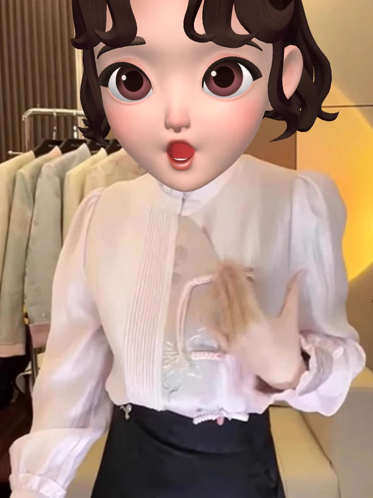 Новая китайская национальная модная рубашка со снежинками и воротником-стойкой