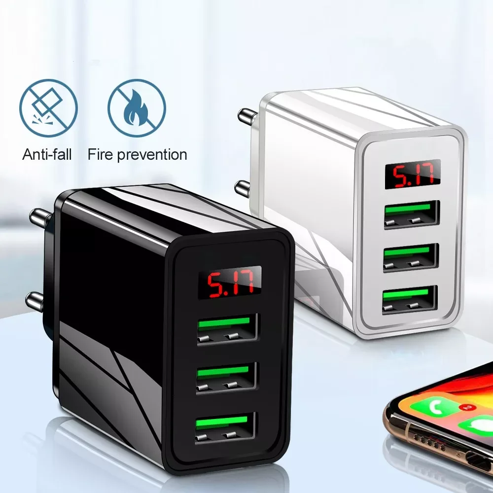 

Quick Charge 3.0 LED Display 3 USB Charger 3A Fast Charging For iPhone 11 Charger Adapter Mobile Phone Chargers For Samsung S10