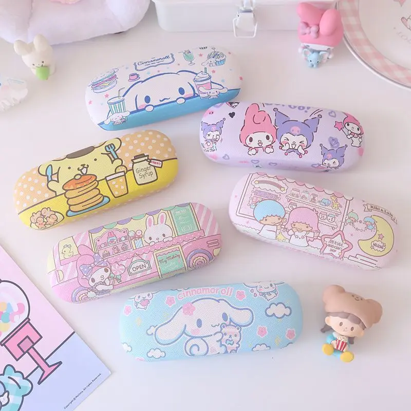 

Sanrio Kuromi Hellokitty My Melody Glasses Case Cartoon Student Frame Shortsighted Storage Box Anti-Drop Pressure Child Portable