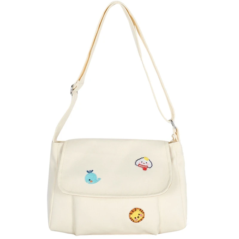 

Square Messenger Bag Canvas Cartoon Shoulder Purse for Women Teenage Solid Color Crossbody Bag with Adjustable Strap