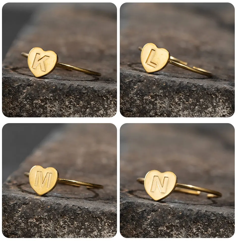 2022 простое Оригинальное женское регулируемое кольцо с буквами золотого цвета из