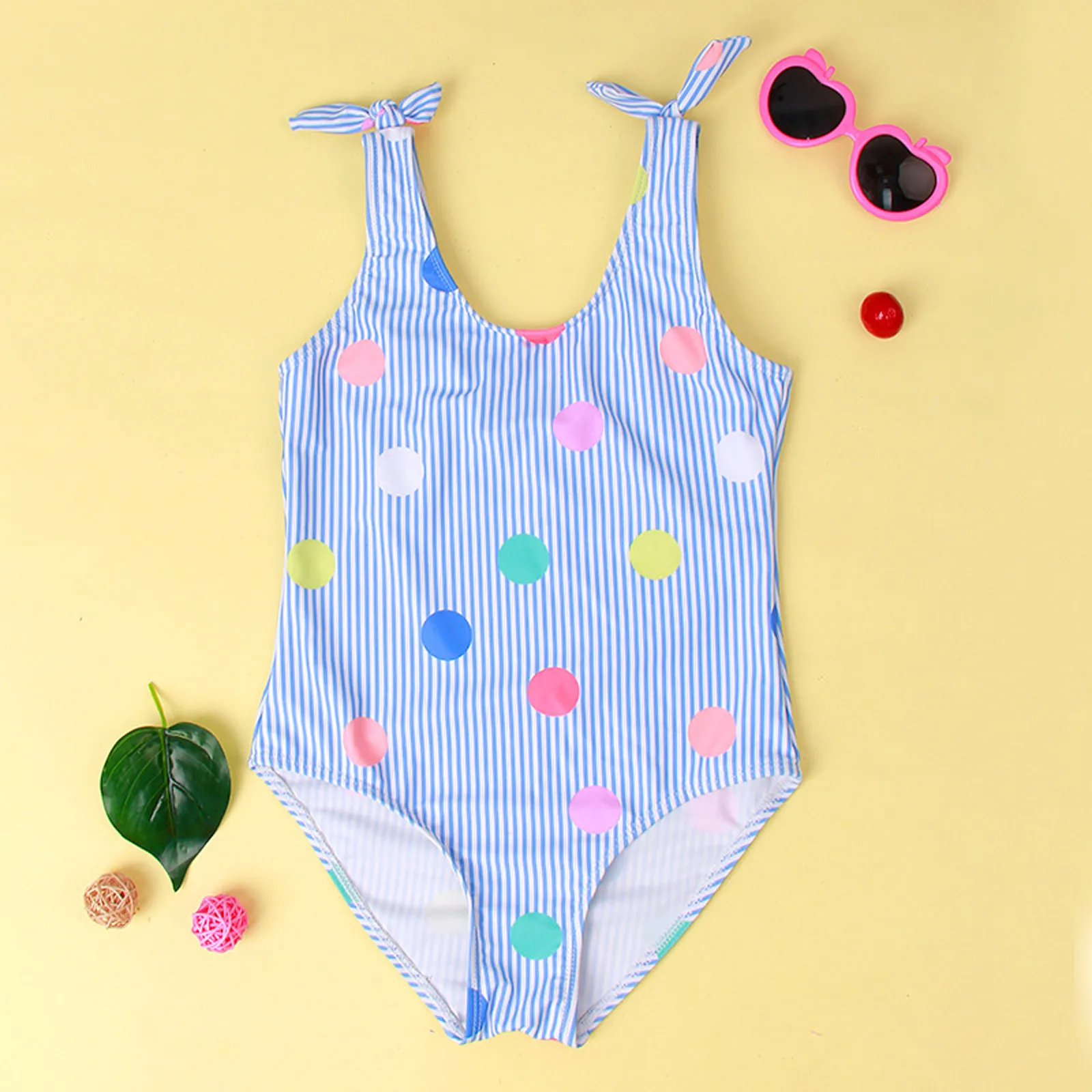 

Baby Girls Swimwear Infant Off Shoulder Sleeveless Polka Dots Print Bikini Kids Beachwear Toddler Bathing Suits Swimsuits