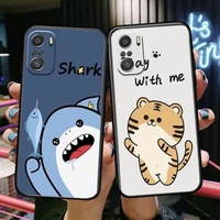 cartoon cute shark tiger for xiaomi redmi note 10s 10 9t 9s 9 8t 8 7s 7 6 5a 5 pro max soft black phone case
