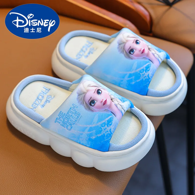 Детские льняные тапочки Disney обувь для улицы и дома девочек с принтом Холодное