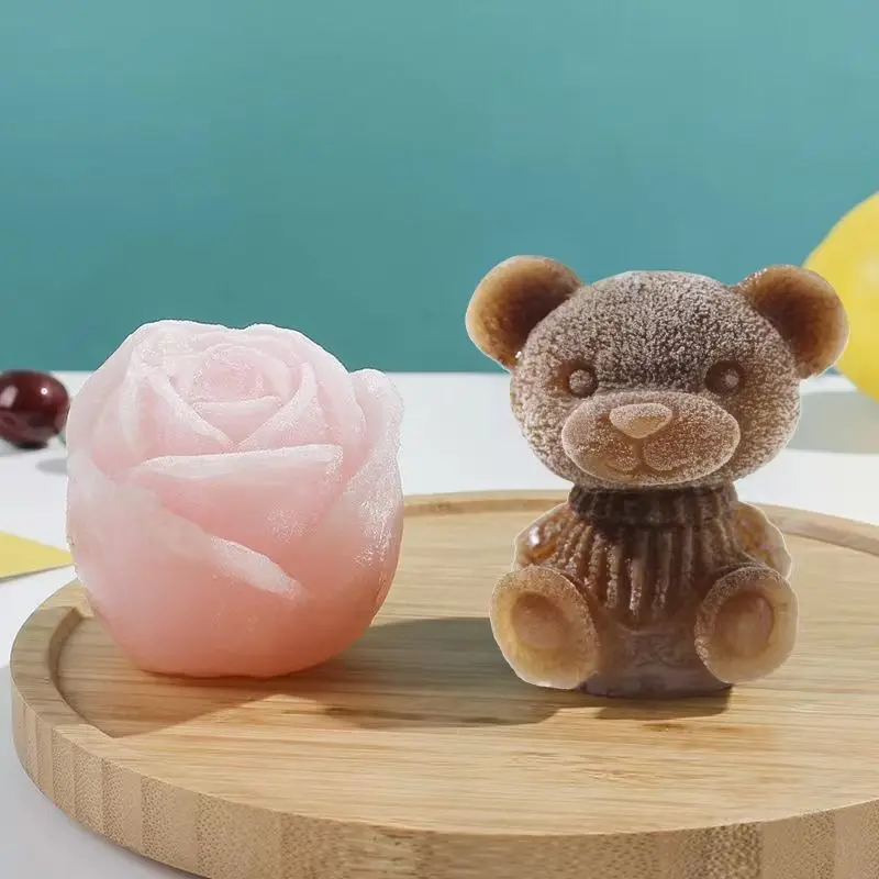 

Мультяшный медведь 3D стерео силиконовая форма для льда быстрозамороженная и легко отсоединяемая форма для молока чая и кофе льда Форма для льда
