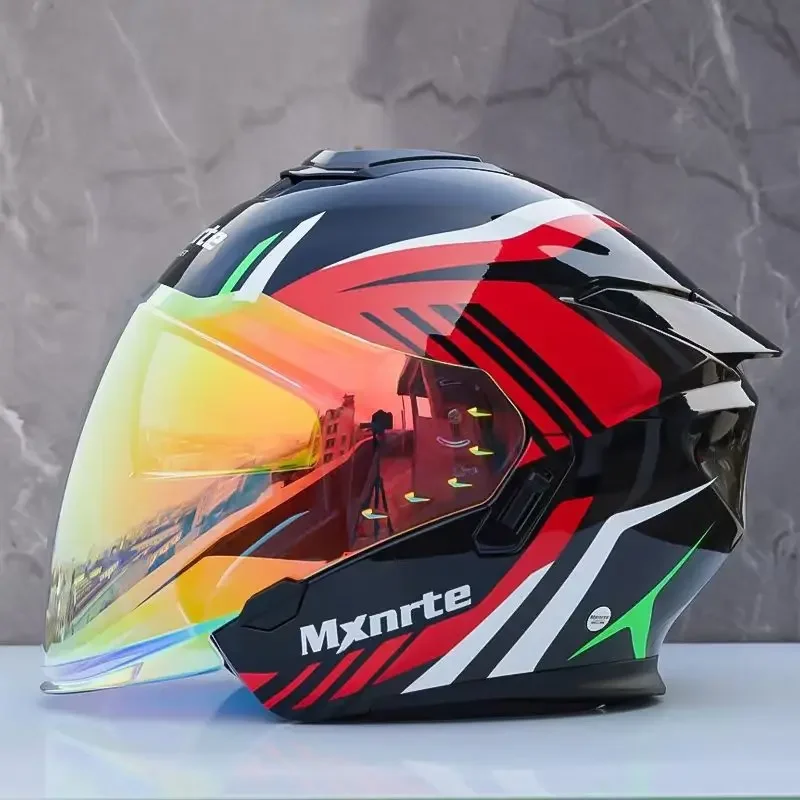 Мотоциклетный шлем Mxnrte с двойными линзами милый открытым лицом мультяшный для